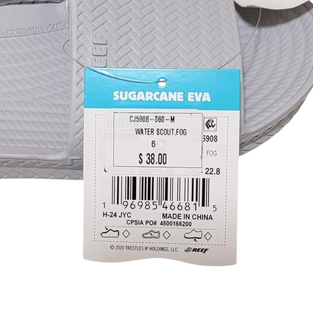 Reef Women Water Scout Slide Sandals Size US 6 Fog Grey Water Friendly